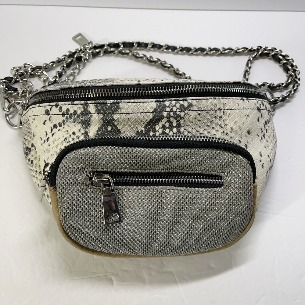 Steve‎ Madden Womens Natural Snake Print Chain Belt Bag Fanny Pack Purse